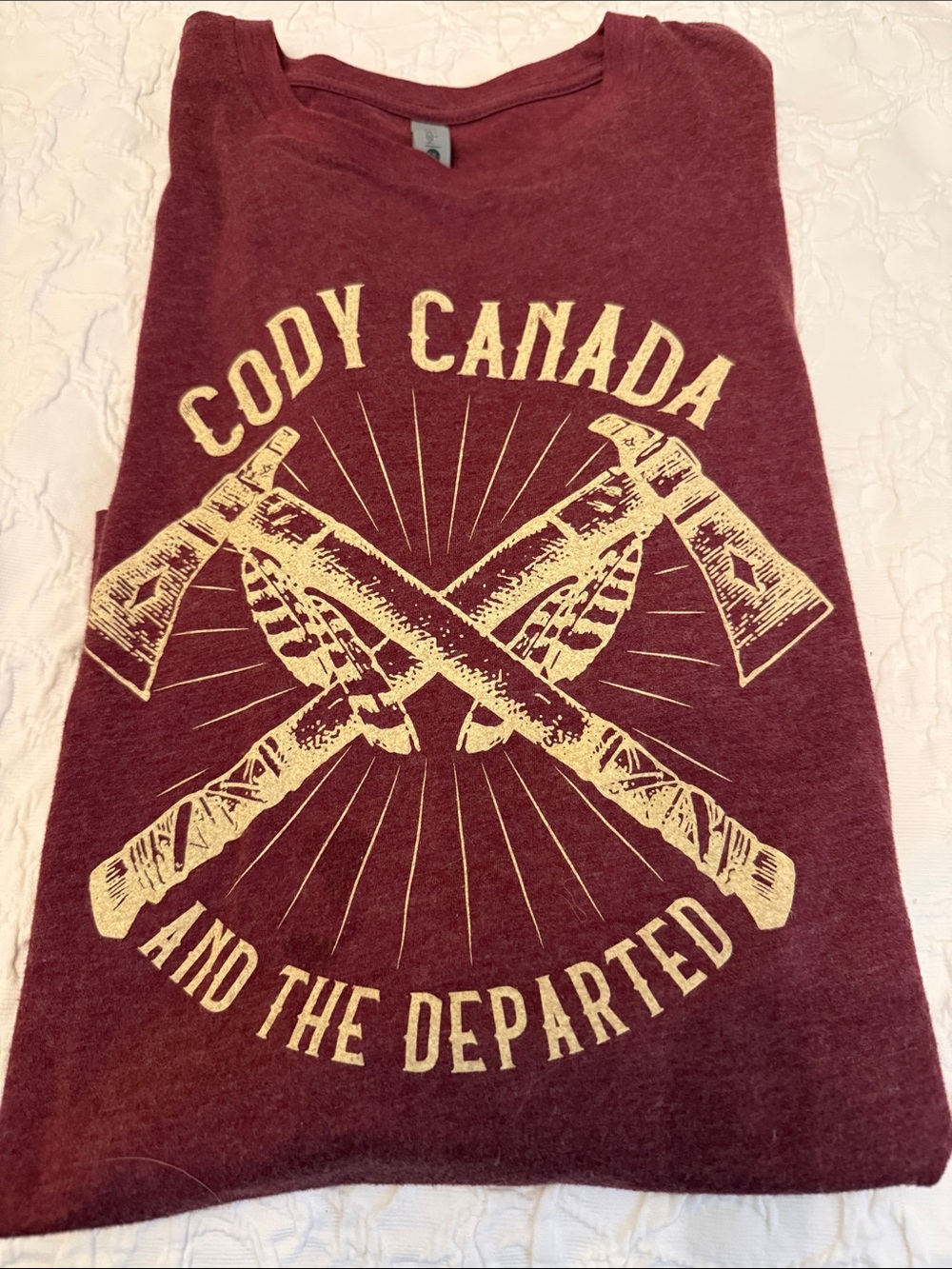 Next Level Apparel Maroon Tee with Cream Graphic - Cody Canada